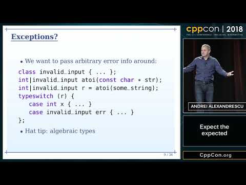 CppCon 2018: Andrei Alexandrescu “Expect the expected”