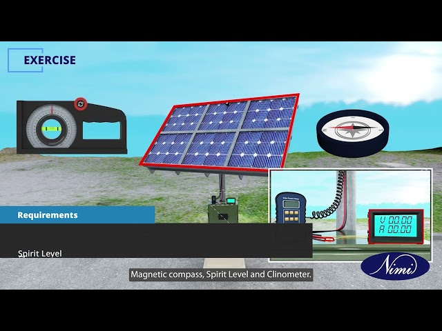 Test PV cell in sunlight at various angles of inclination and direction