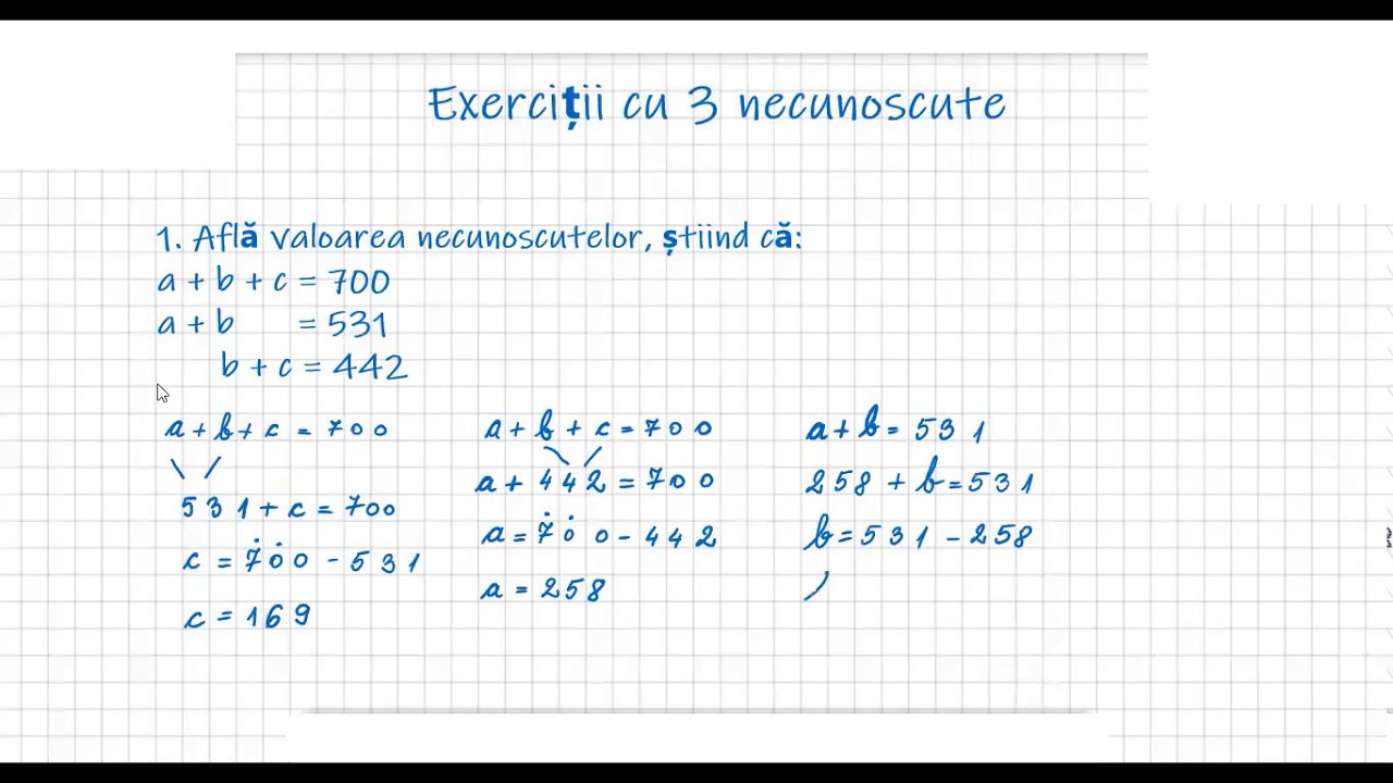 Exerci?ii cu 3 necunoscute