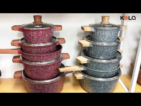 KALA covered  Casserole wooden handles&knob Red/Grey