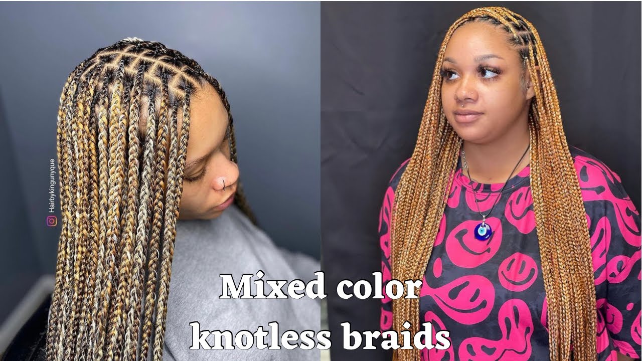 Mixed Colour Knotless Braids | Mixed Color Box Braids