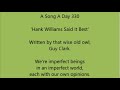 A Song A Day 330: 'Hank Williams Said It Best', another from the wisdom of Guy Clark.