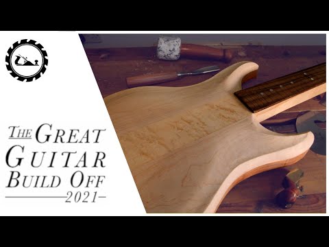 Great Guitar Build Off 2021 Episode 4: Carving the top and shaping the headstock.