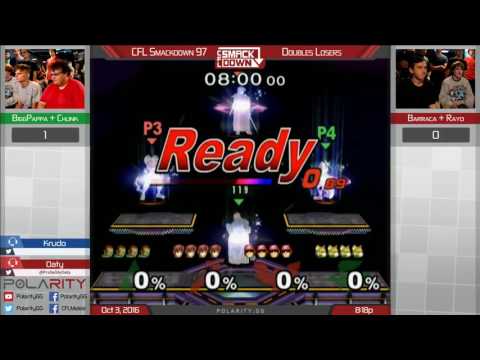 CFL Smackdown 97 Melee - BiggPappa + 1chunk vs Barraca + Rayd - Doubles Losers Bracket