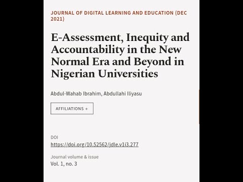 E-Assessment, Inequity and Accountability in the New Normal Era and Beyond in Nigeria... | RTCL.TV