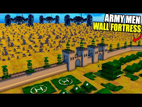 Can Army Men FORTRESS WALL hold VS New Robot MECH ARMY Invasion?! - Attack on Toys
