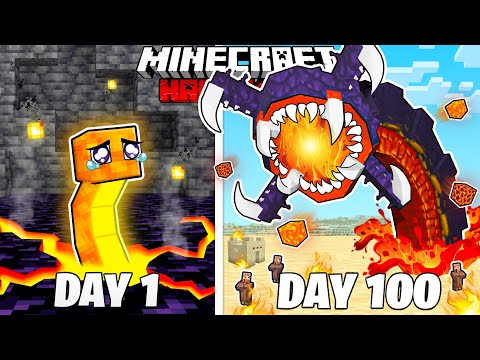 LAVA WORM Survives 100 Days in HARDCORE Minecraft