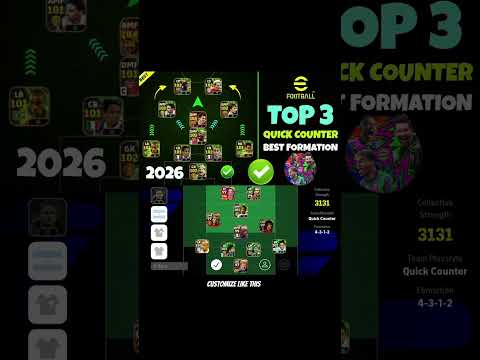 TOP 3 FORMATIONS OF EFOOTBALL 2026 QUICK COUNTER#efootball #pes #pesmobile #shorts #new #viral #fifa