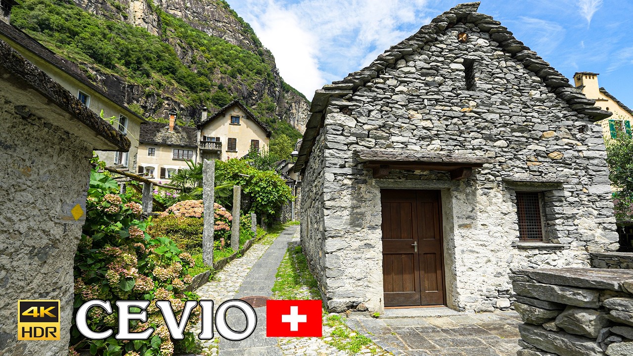 Cevio Switzerland 🇨🇭 | Scenic Walk Through a Peaceful Ticino Village 4K 60 fps | #switzerland