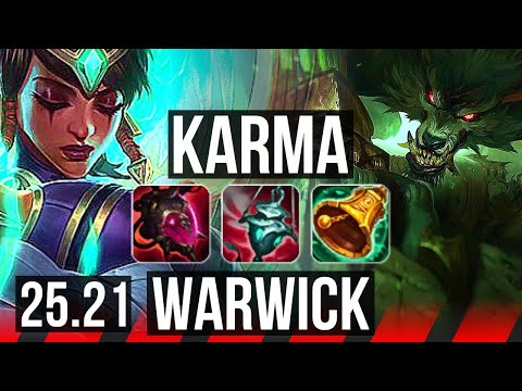 KARMA vs WARWICK (TOP) | 8 solo kills, 800+ games, 36k DMG, Dominating | EUW Diamond | 25.21