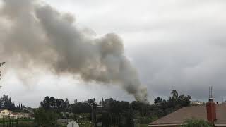 Helicopter circling the airplane crash site in Yorba Linda 2-3-2019