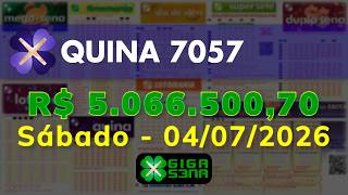 Resultado da Quina 7057, Sábado, 04/07/2026