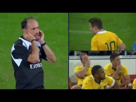 Why a try is disallowed to Foley for obstruction but is good for Farrell! (Australia vs England)