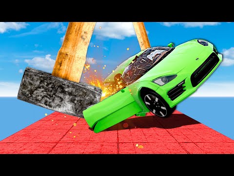 GIANT HAMMERS DESTROY CARS! (BeamNG)