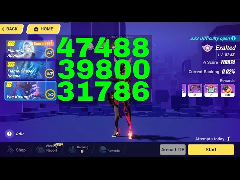 Honkai Impact 3 Exalted MA Top 100 - SSS Aponia, SSS Kosma, Yae Kasumi [119074] (6/15/2023)