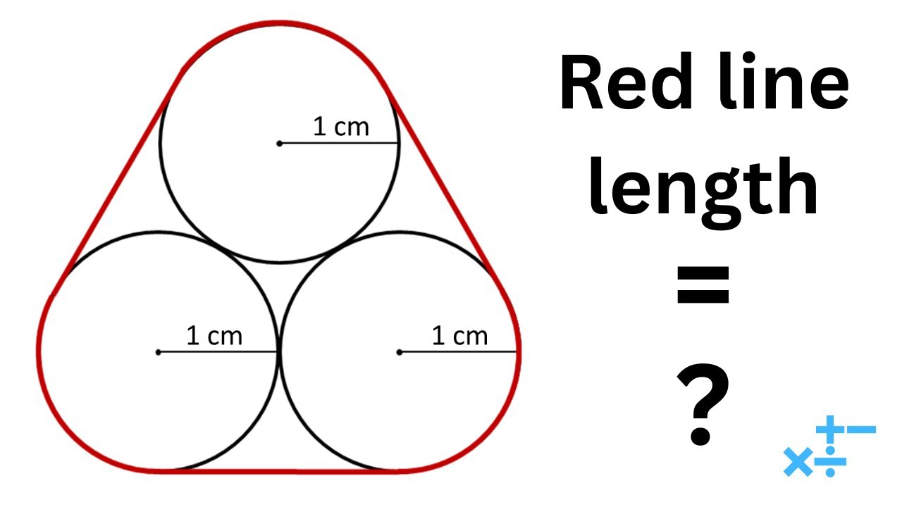 How to Find the Length of a Red Line Wrapped Around Three Unit Circles - Fun Geometry Problem