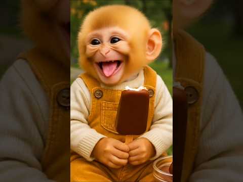 This cute monkey eating chocolate ice-cream first time 🥰❤️..#funny #comedy #entertainment #shorts
