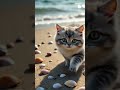 cute cat walking on the beach full of shells 😺 #cat #cute #catlover #aicat