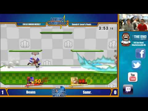 Cville Smash - Beans (Falco) Vs Samr. (Zero Suit Samus) - Losers Finals - SSB4