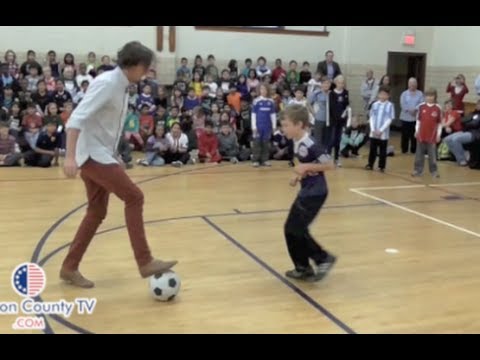 Team USA Midfielder Mikkel "Mix" Diskerud visits a charter school in Jersey City