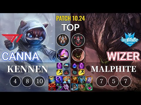 T1 Canna Kennen vs hyF Wizer Malphite Top - KR Patch 10.24