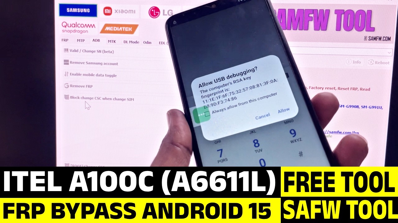 HOW TO BYPASS FRP LOCK ANDROID 15 ON ITEL A100C (A6611L) 2026 WITH FREE SAMFW TOOL