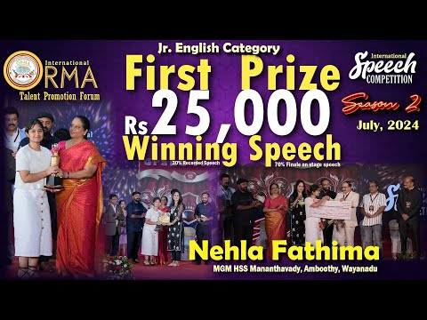 Season 2 Jr Eng1st Prize  Speech - Nehla Fathima