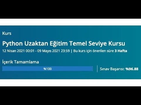 Python Uzaktan Eğitim Temel Seviye Kursu12 Nisan 2021 00:01 - 09 Mayıs 2021