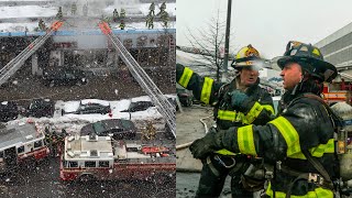 **BROOKLYN 3rd ALARM!** FDNY BATTLES Heavy Fire in AutoShop - RARE Foam Unit Responding [Box 1083]