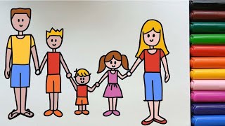 HAPPY FAMILY Drawing ❤️❤️ Easy Drawing Videos #learn2draw #familydrawing