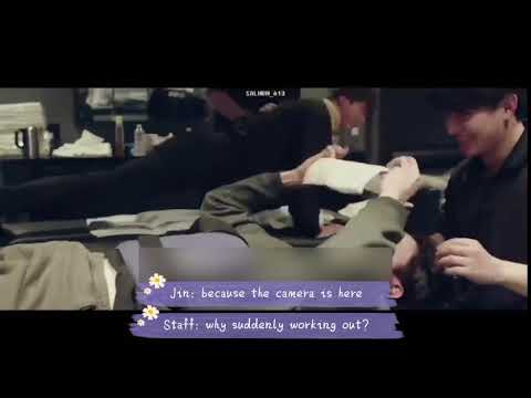 [Eng sub] BTS Jin's sudden push-up, which makes the staff laugh so hard