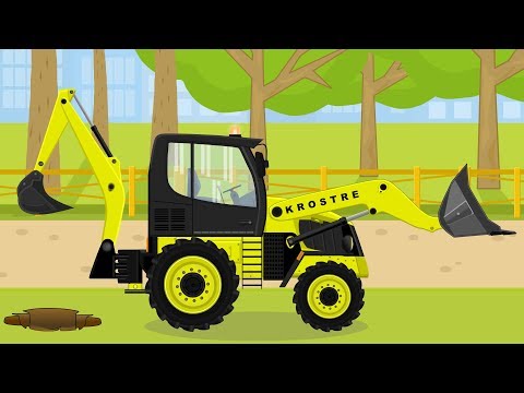 Koparko Ładowarka Maszyny Budowlane Bajka Dla Dzieci | Backhoe Loader #Excavator For Kids