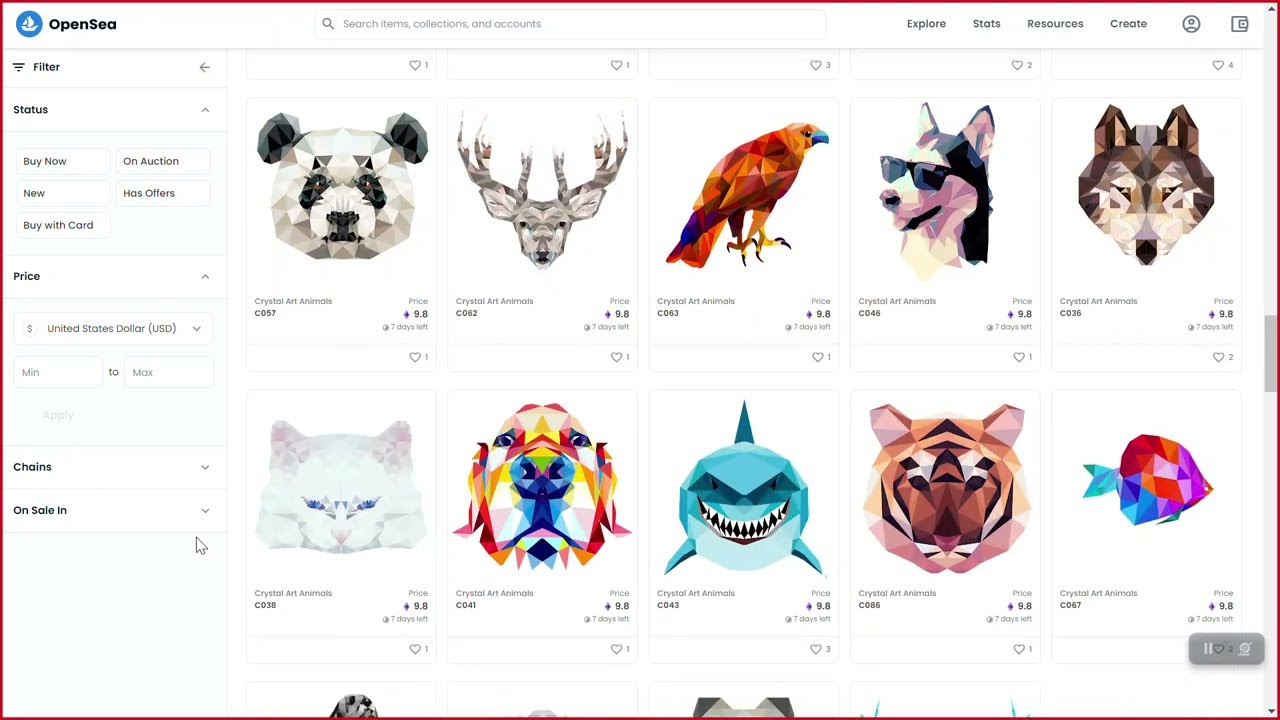Introduction of the greatest NFT collection ever in OpenSea - 😎 Crystal Art Animals!