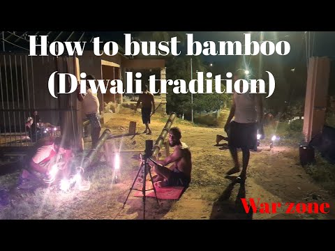 How To Burst Bamboo ( Diwali Tradition) / Complete War Zone - Trinidad 🇹🇹 