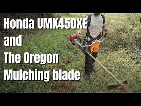 Honda UMK450XE Brushcutter and The Oregon one-for-all mulching blade - unstoppable