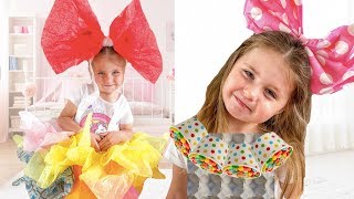 This Kid Sofia makes a new dress for party Cool DIY Ideas