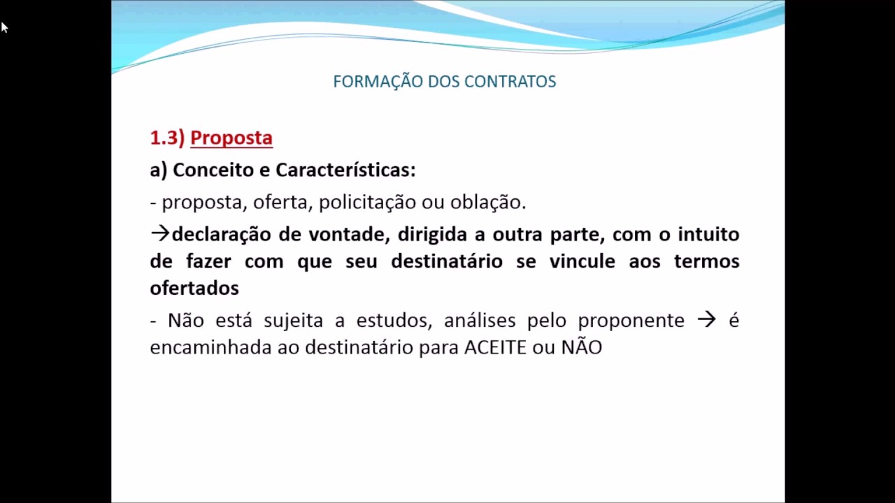 FORMAÇÃO DOS CONTRATOS