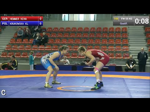 Qualification FW - 55 kg: Nina HEMMER (GER) df. Klaudia KRUKOWSKA (POL) by TF, 10-0