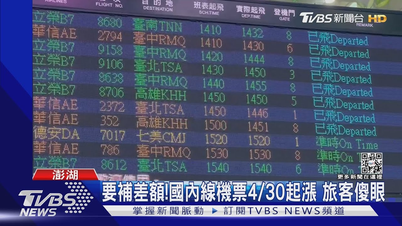 要補差額!國內線機票4/30起漲 旅客傻眼