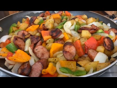 How to make Fried Potatoes Sausage Peppers And Onions