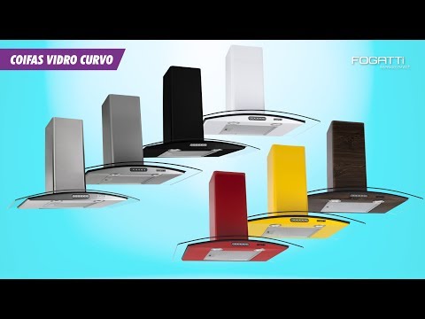 Video thumbnail of Coifa de Parede 70cm Vidro Curvo Slim Fogatti Wood com Nogueira