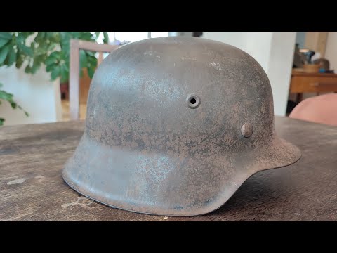 Preservation Very Rusty German Wehrmacht Helmet M42 ET64   Restoration Project