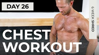 Day 26: 30 Min LARGER CHEST WORKOUT with Dumbbells + PUSH UP VARIATIONS // 6WS1