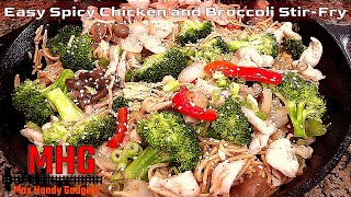 Easy Spicy Chicken and Broccoli Stir-Fry with Fried Noodles