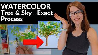 No Steps Skipped! How to Paint a Realistic Watercolor Tree with Sky Behind It
