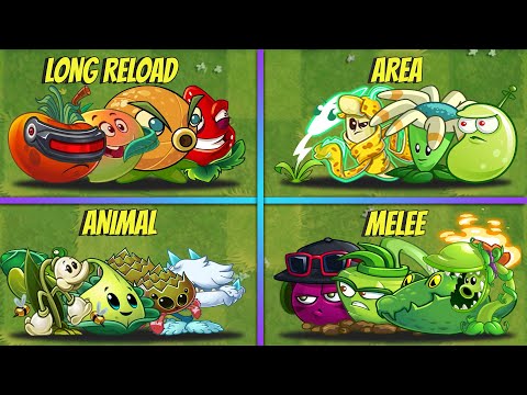 4 Team Melee x AREA x LONG RELOAD x ANIMAL - Who Will Win? - PvZ 2 Team Plants Battlez