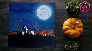 SPIRIT of HALLOWEEN Acrylic Pouring or Fluid Art and Airbrush Embellishments
