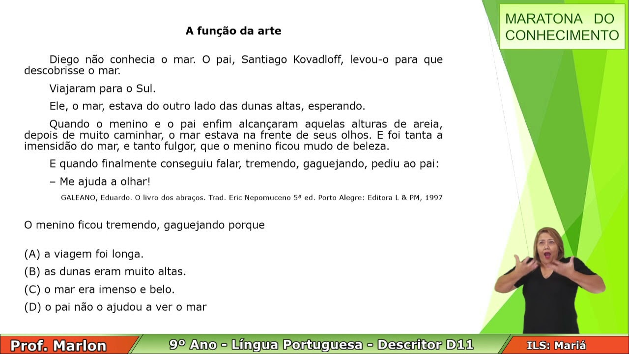 9º Ano - D11 - Língua Portuguesa - Maratona do Conhecimento