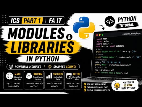 Modules Libraries In Python Math Random Statistics Datetime Ics Part 1 Fa It Python