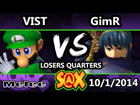 S@X - Vist (Luigi) Vs. VGBC GimR (Falco, Marth) SSBM Losers' Quarters - Melee